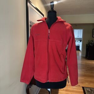 Columbia Jacket Men Medium Red Steens Mountain Fleece Full Zip Mock Neck Outdoor